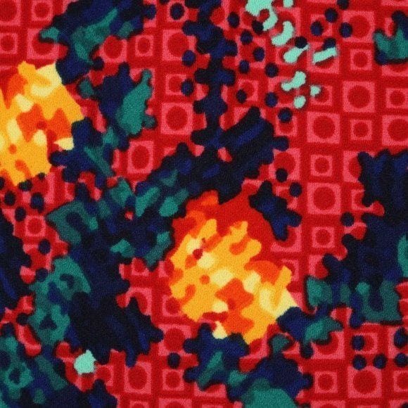 LuLaRoe Amelia Dress‎ Red Yellow Orange Floral Roses Pockets M Medium - Picture 11 of 12